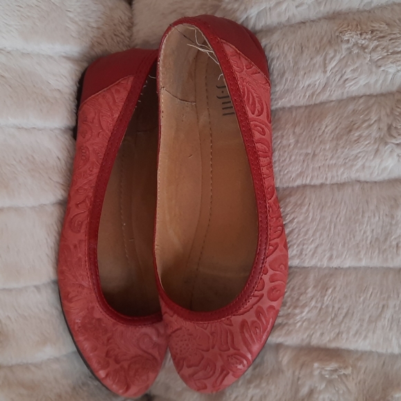J.Jill red leather ballet slippers size 6.5 - Picture 4 of 4